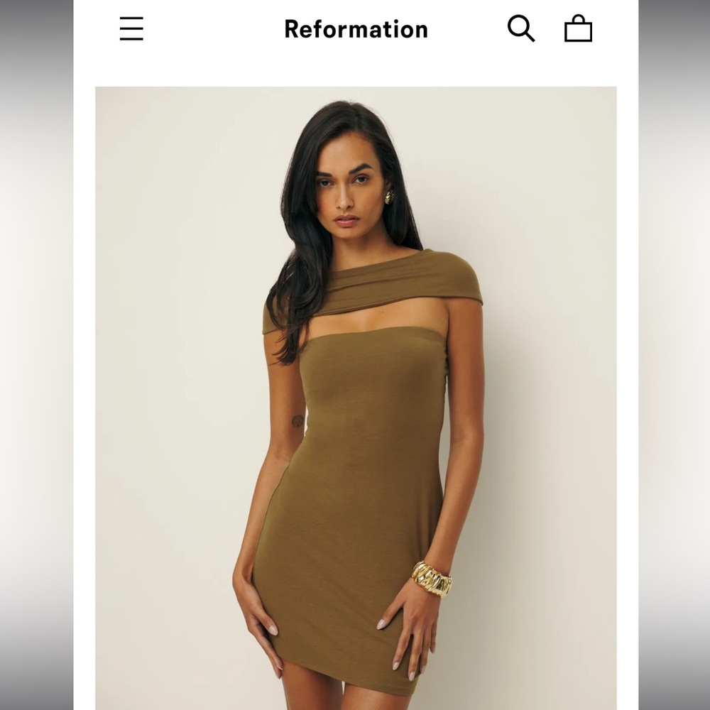 Reformation Carmina Knit Dress Bronze Medium